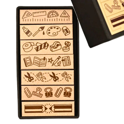 Sanby - Rubber Stamps - 7-Piece - Mini Border Stamp Set - Stationery