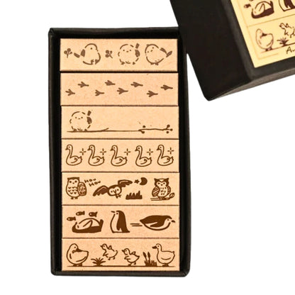 Sanby - Rubber Stamps - 7-Piece - Mini Border Stamp Set - Birds