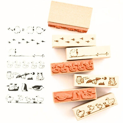 Sanby - Rubber Stamps - 7-Piece - Mini Border Stamp Set - Birds