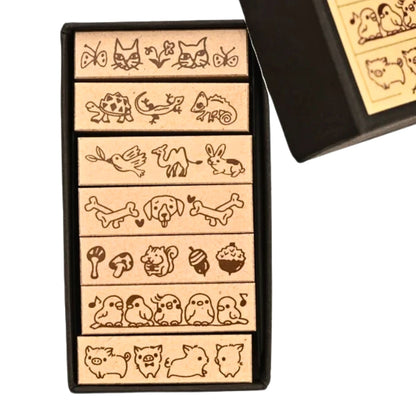 Sanby - Rubber Stamps - 7-Piece - Mini Border Stamp Set - Animals