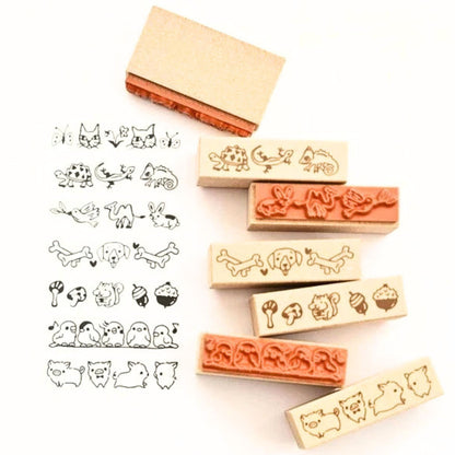 Sanby - Rubber Stamps - 7-Piece - Mini Border Stamp Set - Animals