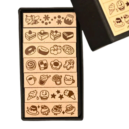 Sanby - Rubber Stamps - 7-Piece - Mini Border Stamp Set - Sweets