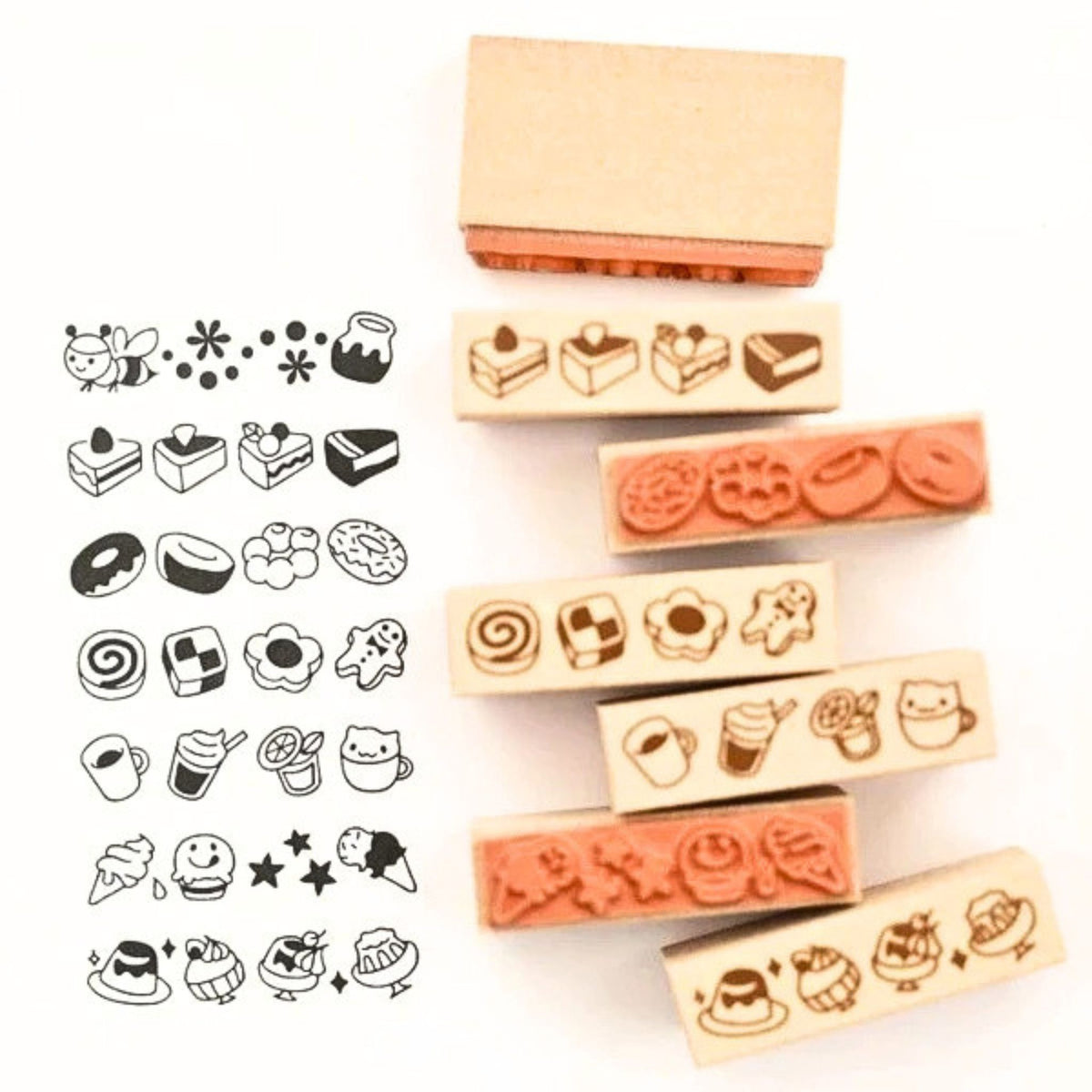 Sanby - Rubber Stamps - 7-Piece - Mini Border Stamp Set - Sweets
