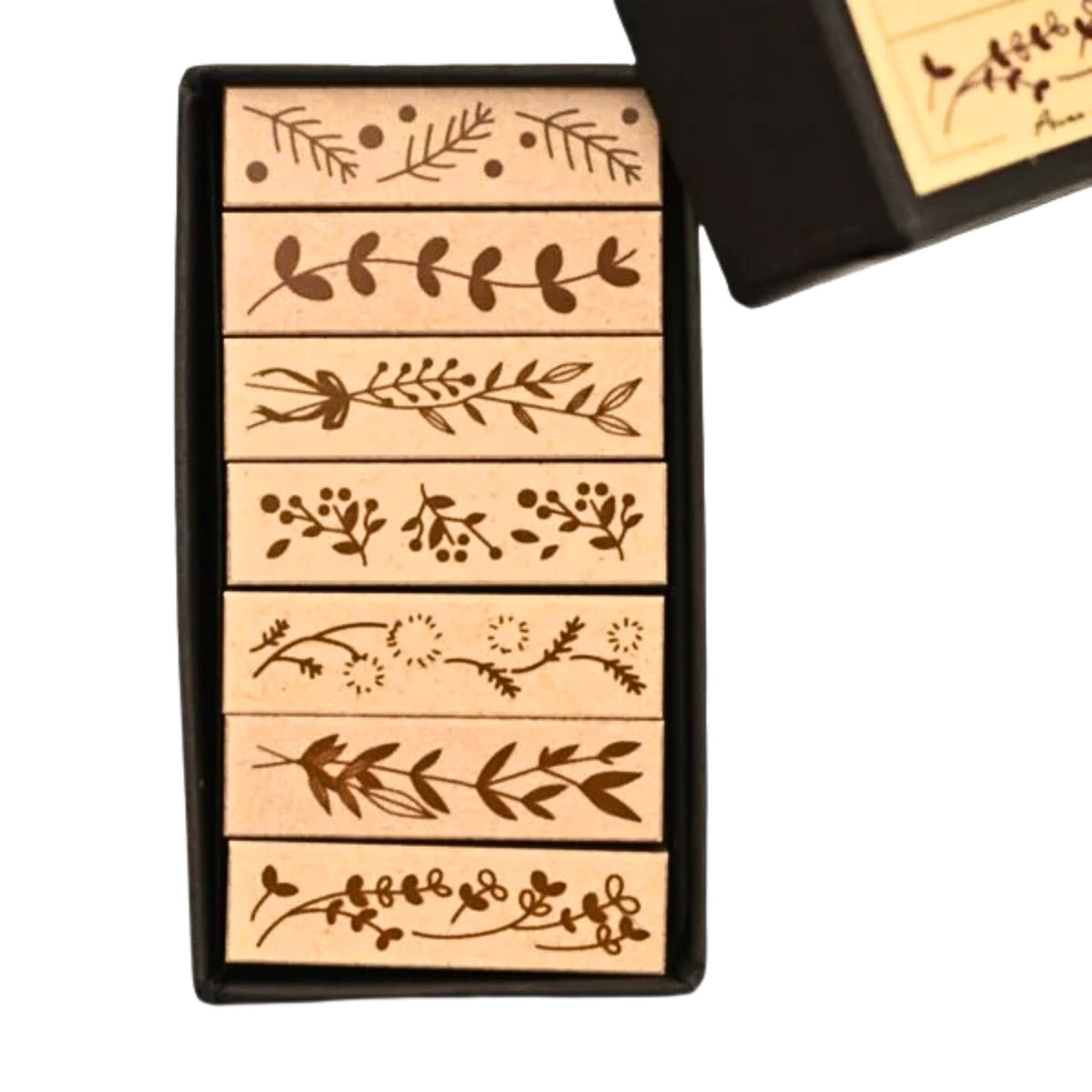 Sanby - Rubber Stamps - 7-Piece - Mini Border Stamp Set - Leaf