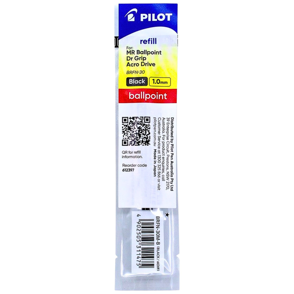 PILOT - Acroball - Hybrid - Ballpoint - Metal - Refill - BRFN-30 - 2 Sizes - 2 Colours