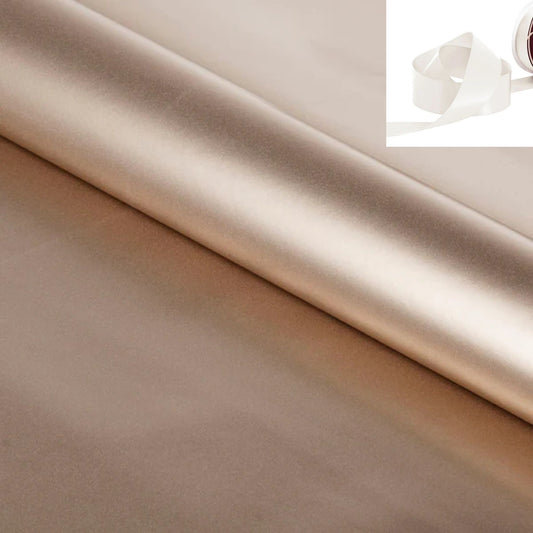 Gift Wrapping - Solid Gloss Champagne with Ribbon (10 Ribbon Options)