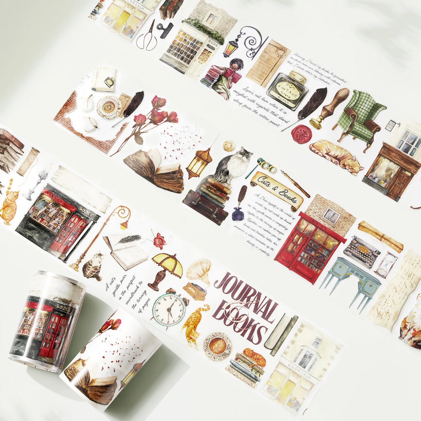 WT - Cats and Books Wide Washi/PET Tape