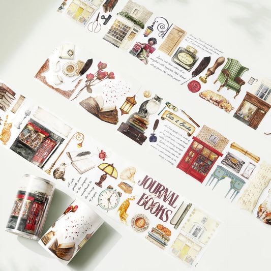 WT - Cats and Books Wide Washi/PET Tape