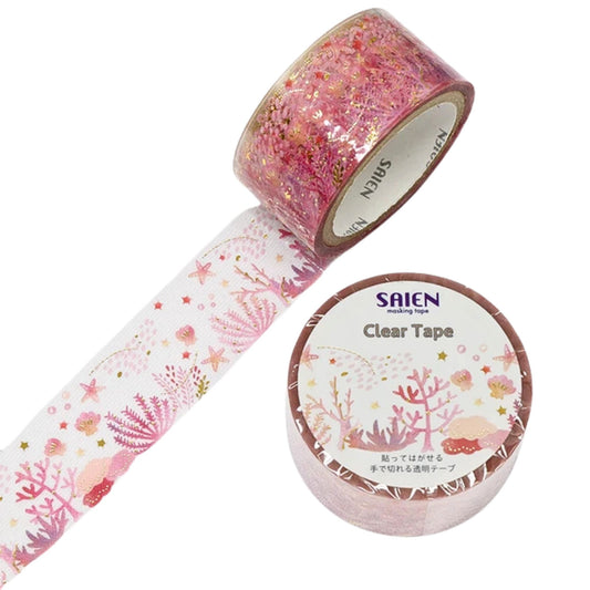 SAIEN - PET - Clear Tape - Gold Foil- Coral