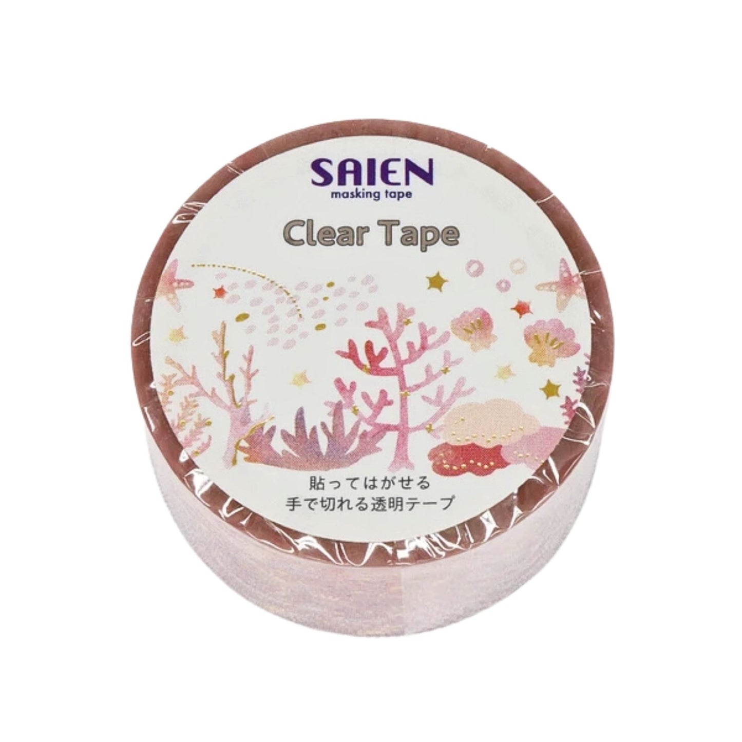 SAIEN - PET - Clear Tape - Gold Foil- Coral