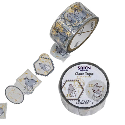SAIEN - PET - Clear Tape - Gold Foil- Stamp Story - Rabbit