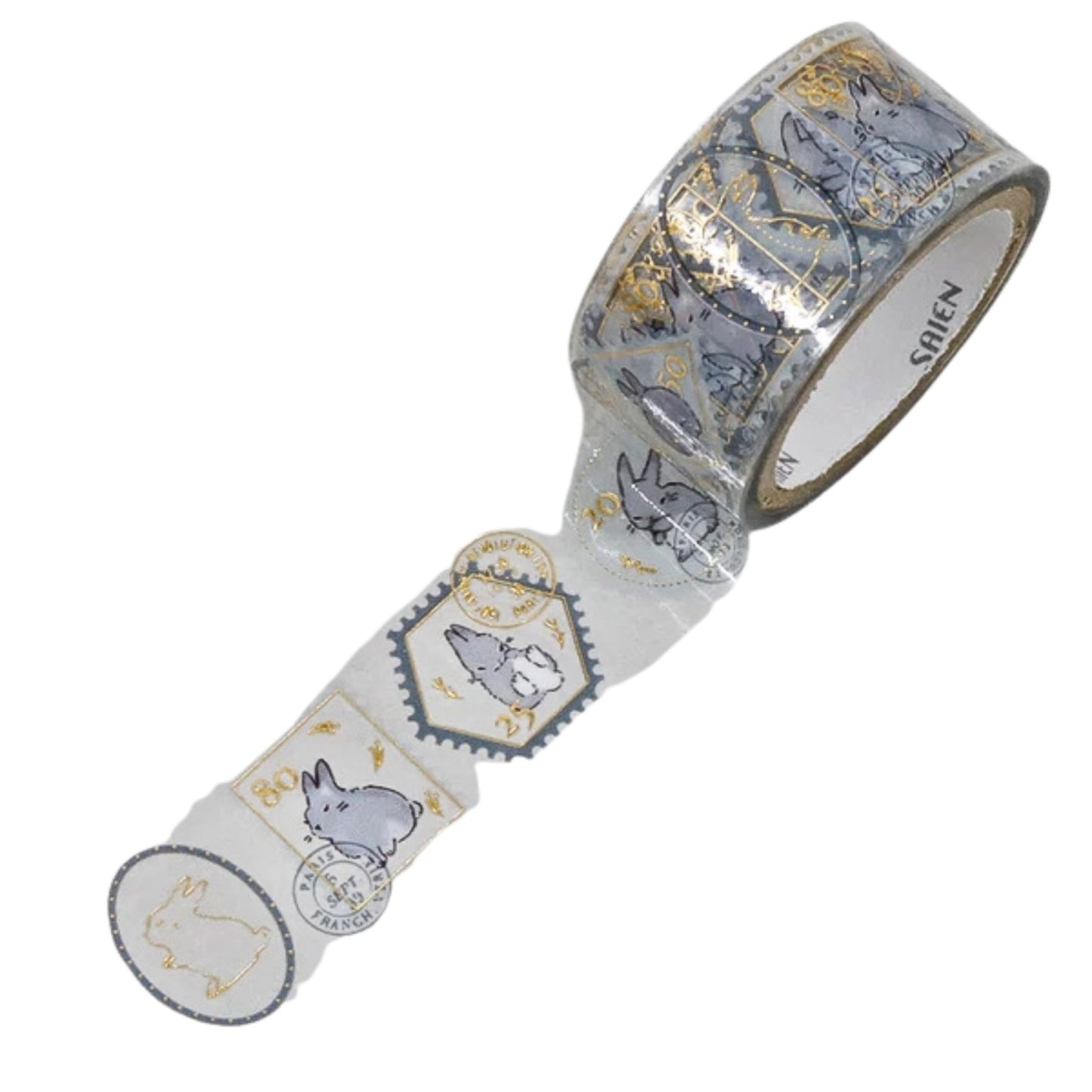SAIEN - PET - Clear Tape - Gold Foil- Stamp Story - Rabbit
