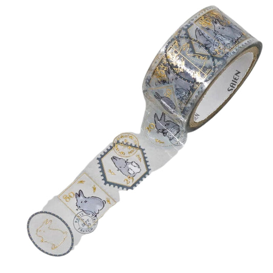 SAIEN - PET - Clear Tape - Gold Foil- Stamp Story - Rabbit