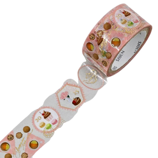 SAIEN - PET - Clear Tape - Gold Foil- Stamp Story - Tea Party