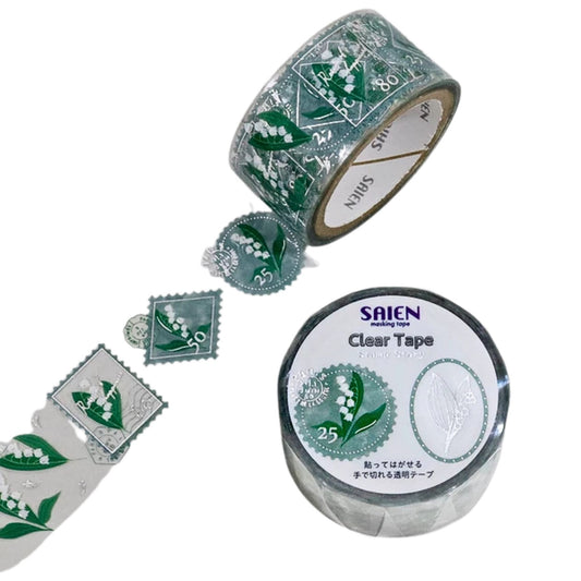 SAIEN - PET - Clear Tape - Silver Foil- Stamp Story - Lily of the Valley