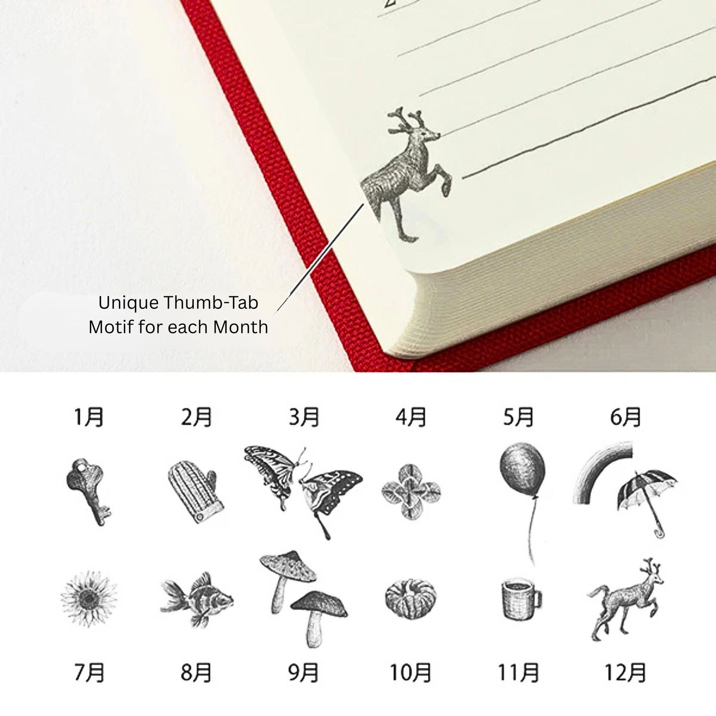 MIDORI - 5 Year Gate Diary - Red