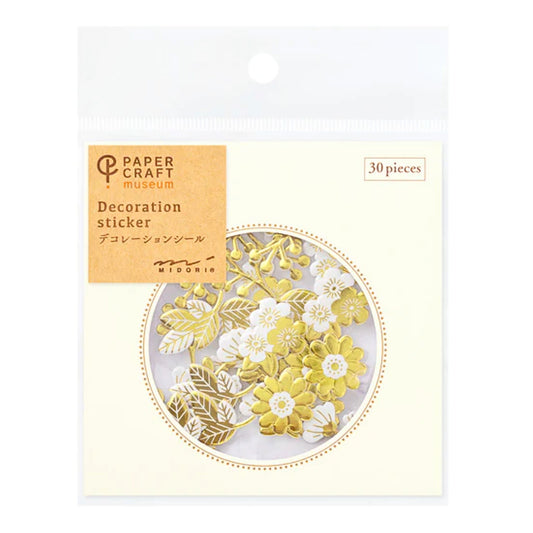 MIDORI - Paper Craft Museum 3D Motif Stickers: Gold Flower