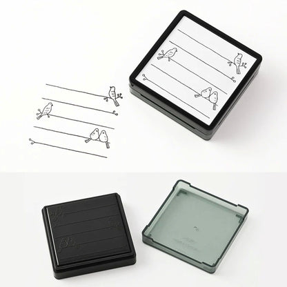MIDORI - Self-Inking, Paintable Stamp: Birds