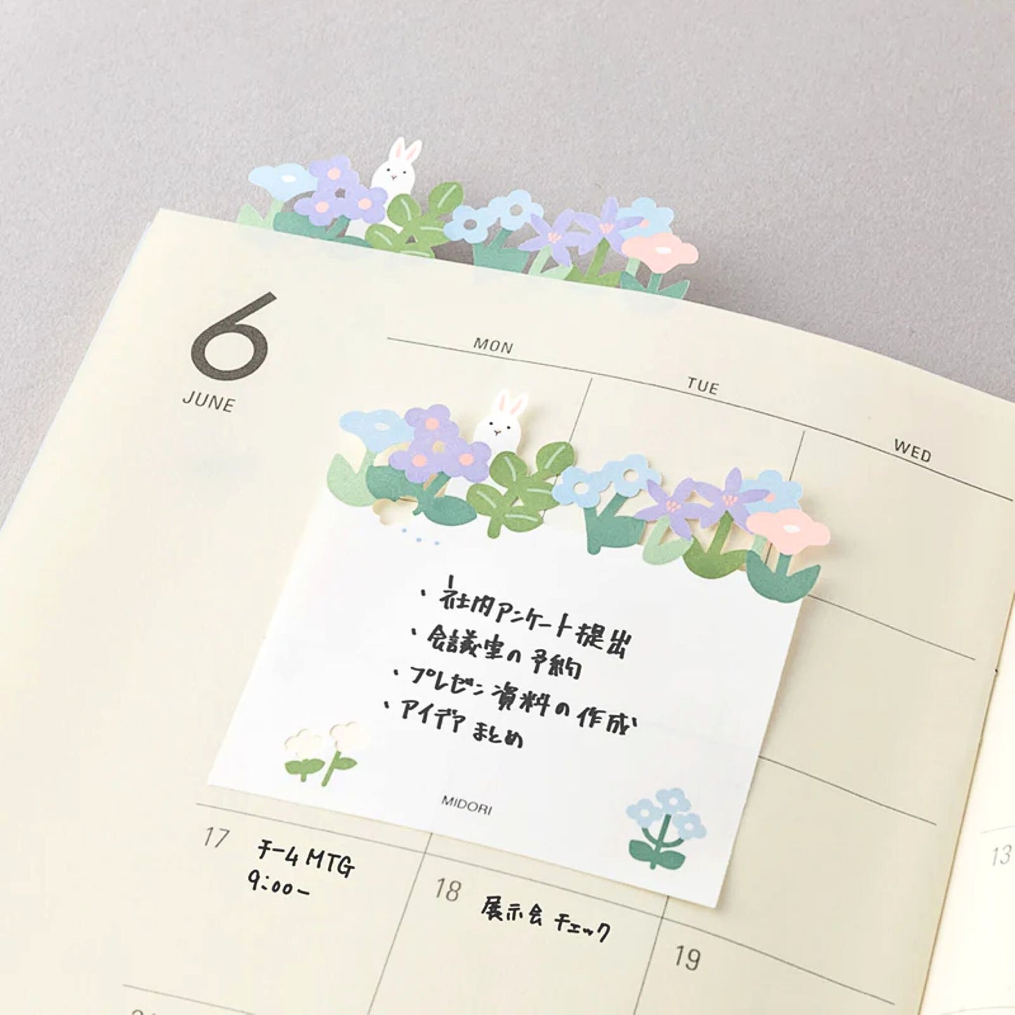 MIDORI - Katanuki Fusen Die-Cut Sticky Notes: Flower Garden
