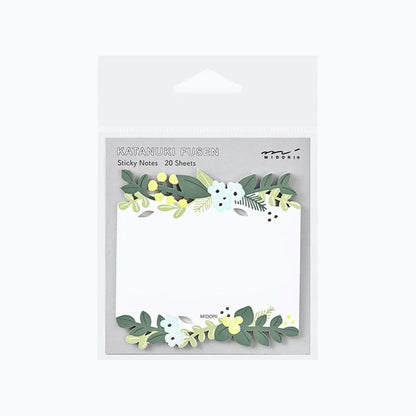MIDORI - Katanuki Fusen Die-Cut Sticky Notes: Leaves