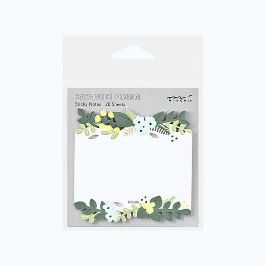 MIDORI - Katanuki Fusen Die-Cut Sticky Notes: Leaves