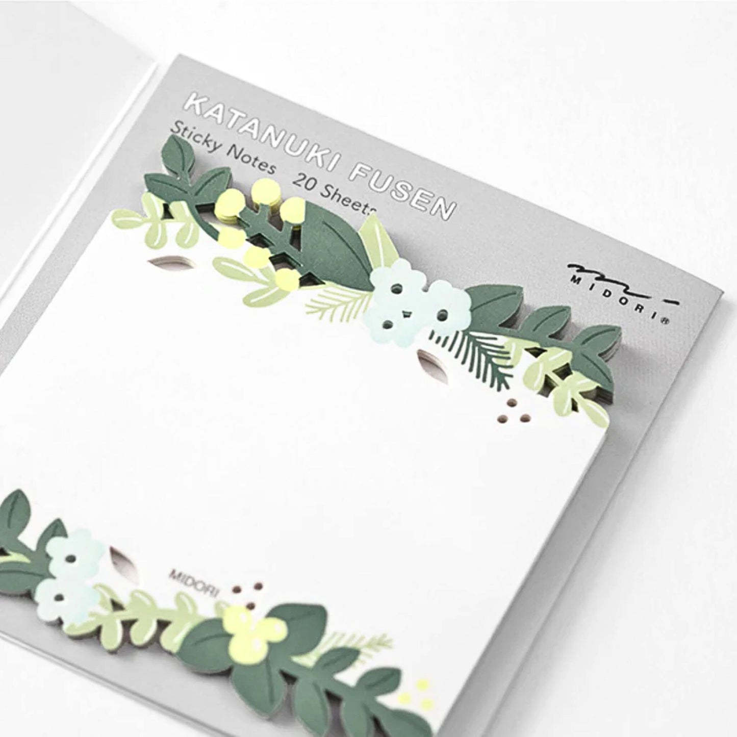 MIDORI - Katanuki Fusen Die-Cut Sticky Notes: Leaves