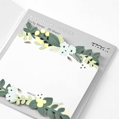 MIDORI - Katanuki Fusen Die-Cut Sticky Notes: Leaves