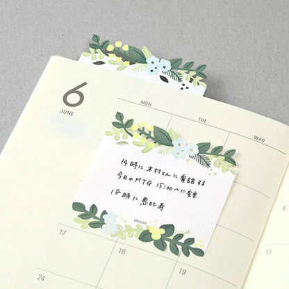MIDORI - Katanuki Fusen Die-Cut Sticky Notes: Leaves