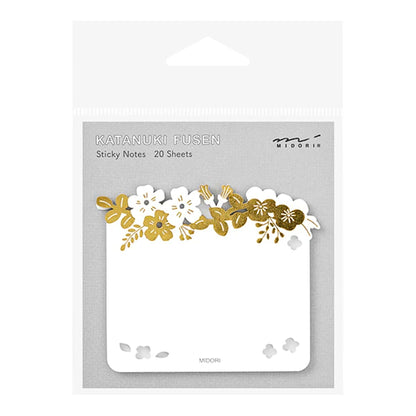MIDORI - Katanuki Fusen Die-Cut Sticky Notes: Gold Foil Flowers