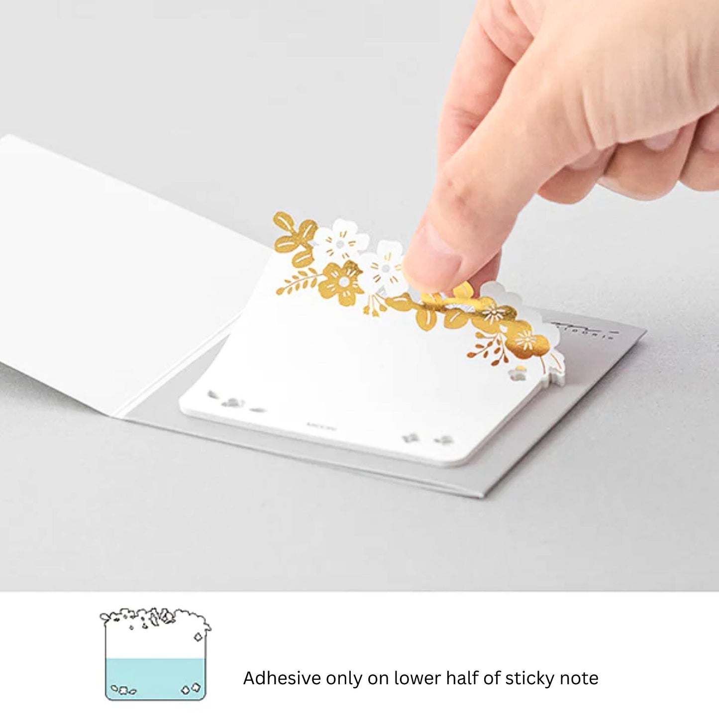 MIDORI - Katanuki Fusen Die-Cut Sticky Notes: Gold Foil Flowers