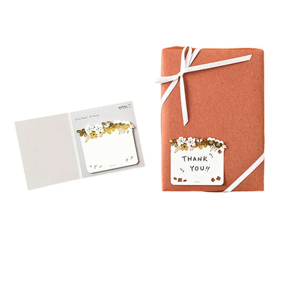 MIDORI - Katanuki Fusen Die-Cut Sticky Notes: Gold Foil Flowers
