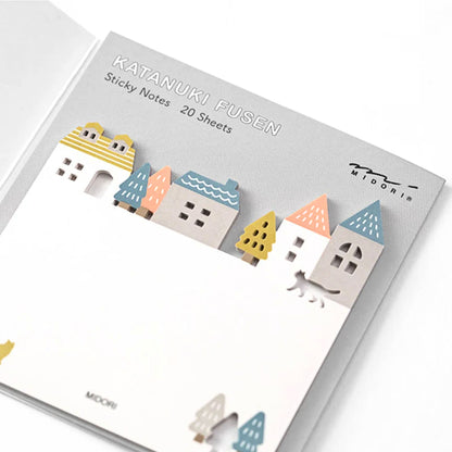 MIDORI - Katanuki Fusen Die-Cut Sticky Notes: Town