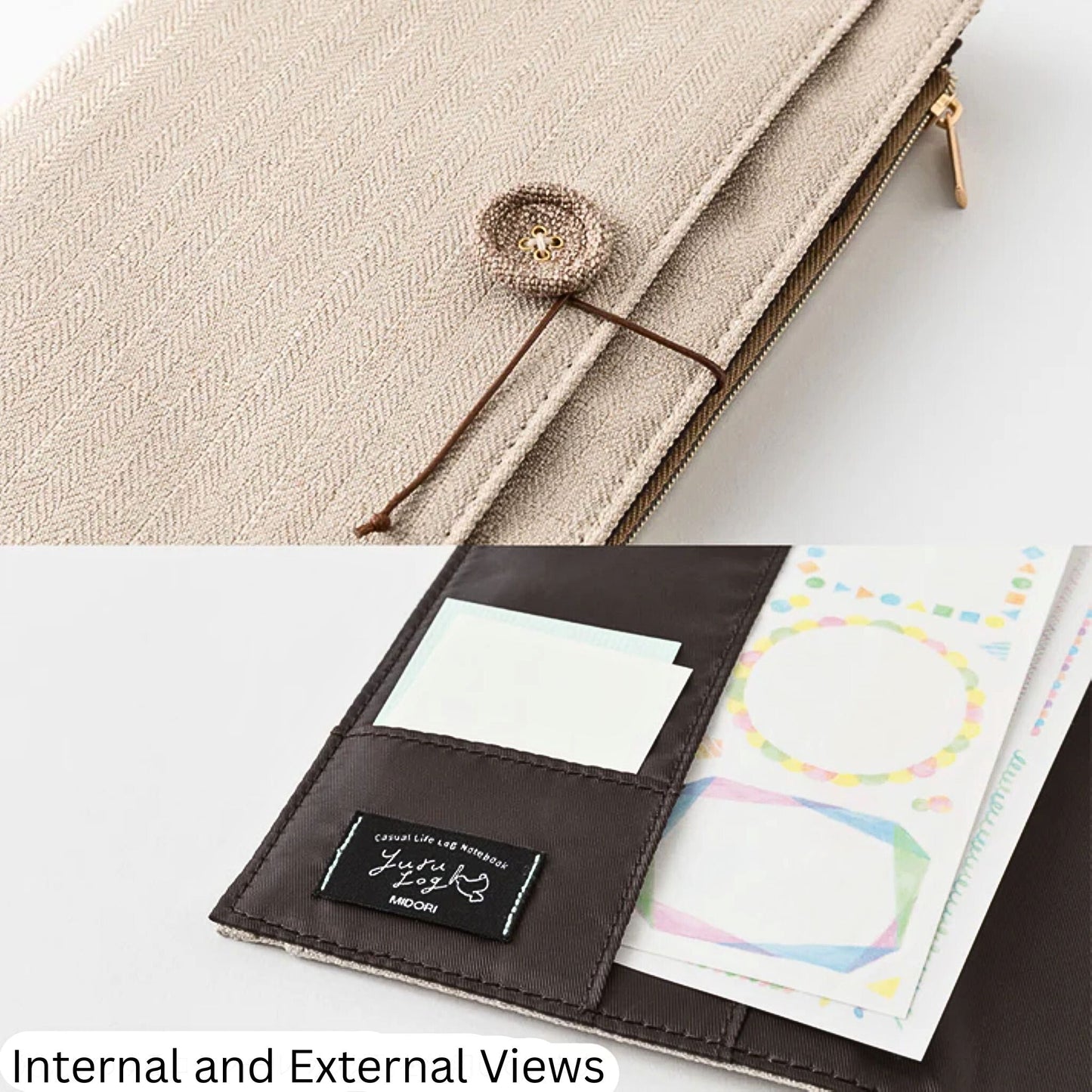 Yuru Log B6 Notebook Fabric Cover: Beige