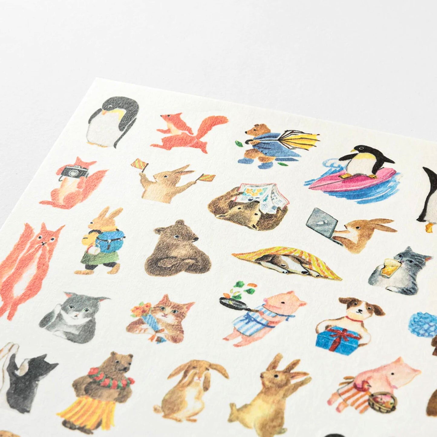 MIDORI - Removable Yuru Log Stickers (1 Sheet): Animals
