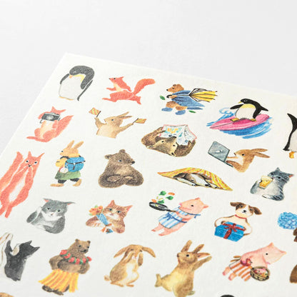 MIDORI - Removable Yuru Log Stickers (1 Sheet): Animals