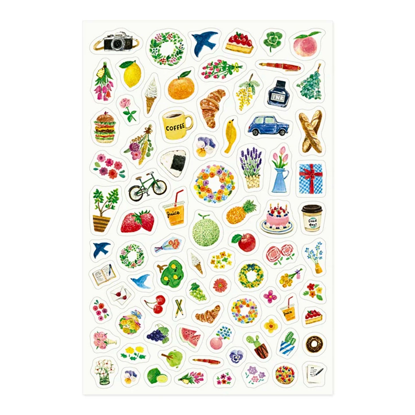MIDORI - Removable Yuru Log Stickers (1 Sheet): Motifs