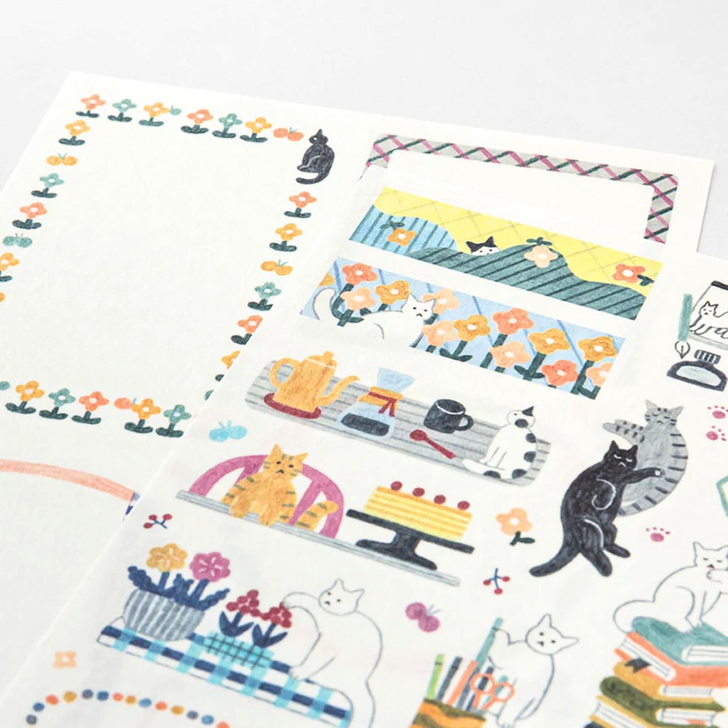 MIDORI - Removable Yuru Log Stickers (2 Sheets): Cats