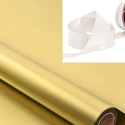 Gift Wrapping - Matte Gold Foil with Ribbon (10 Ribbon Options)