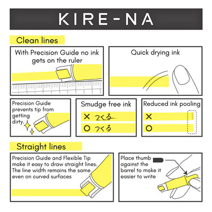 PILOT - KIRE-NA - Highlighter - Dual Tip - Pale - 5 Colour Options