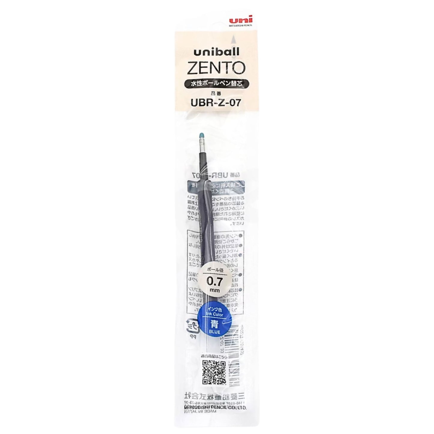 Uni - Uniball - Zento - UBR-Z-07 - Ballpoint Pen - Ink Refill - Blue