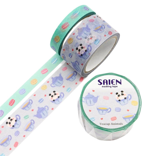 SAIEN - Washi Tape - 2-Roll Set - Teacup Animals - Panda