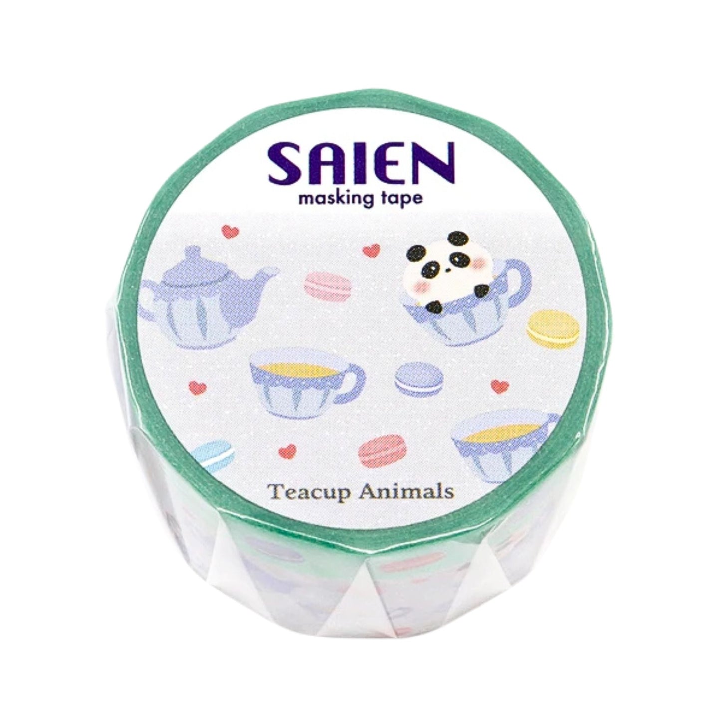 SAIEN - Washi Tape - 2-Roll Set - Tea Cup Animals - Panda
