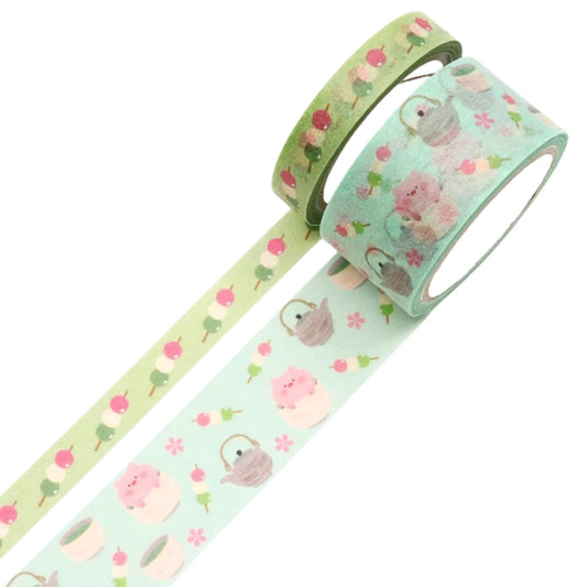 SAIEN - Washi Tape - 2-Roll Set - Teacup Animals - Little Pig