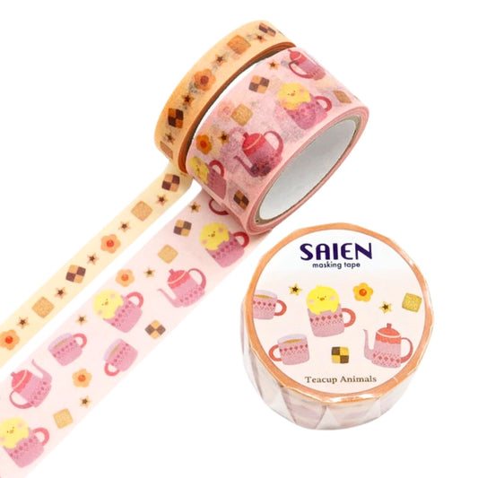 SAIEN - Washi Tape - 2-Roll Set - Teacup Animals - Chick
