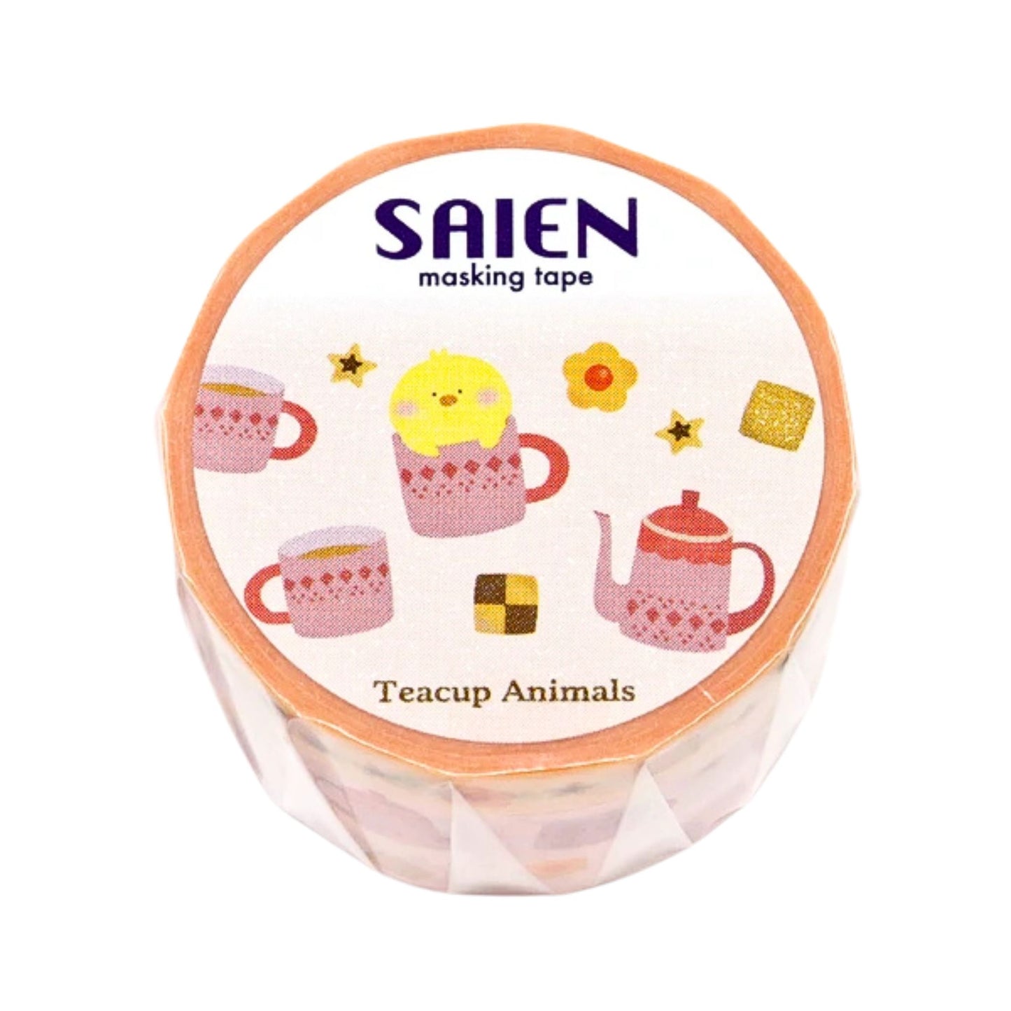 SAIEN - Washi Tape - 2-Roll Set - Tea Cup Animals - Chick