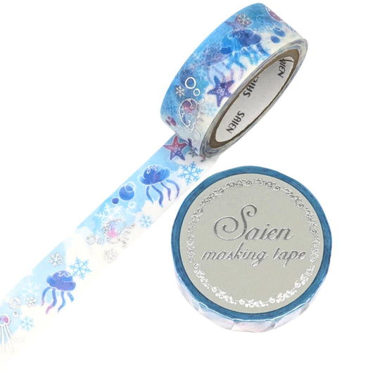 SAIEN - Washi Tape - Silver Foil - Jellyfish