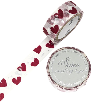 SAIEN - Washi Tape - Silver Foil - Heart