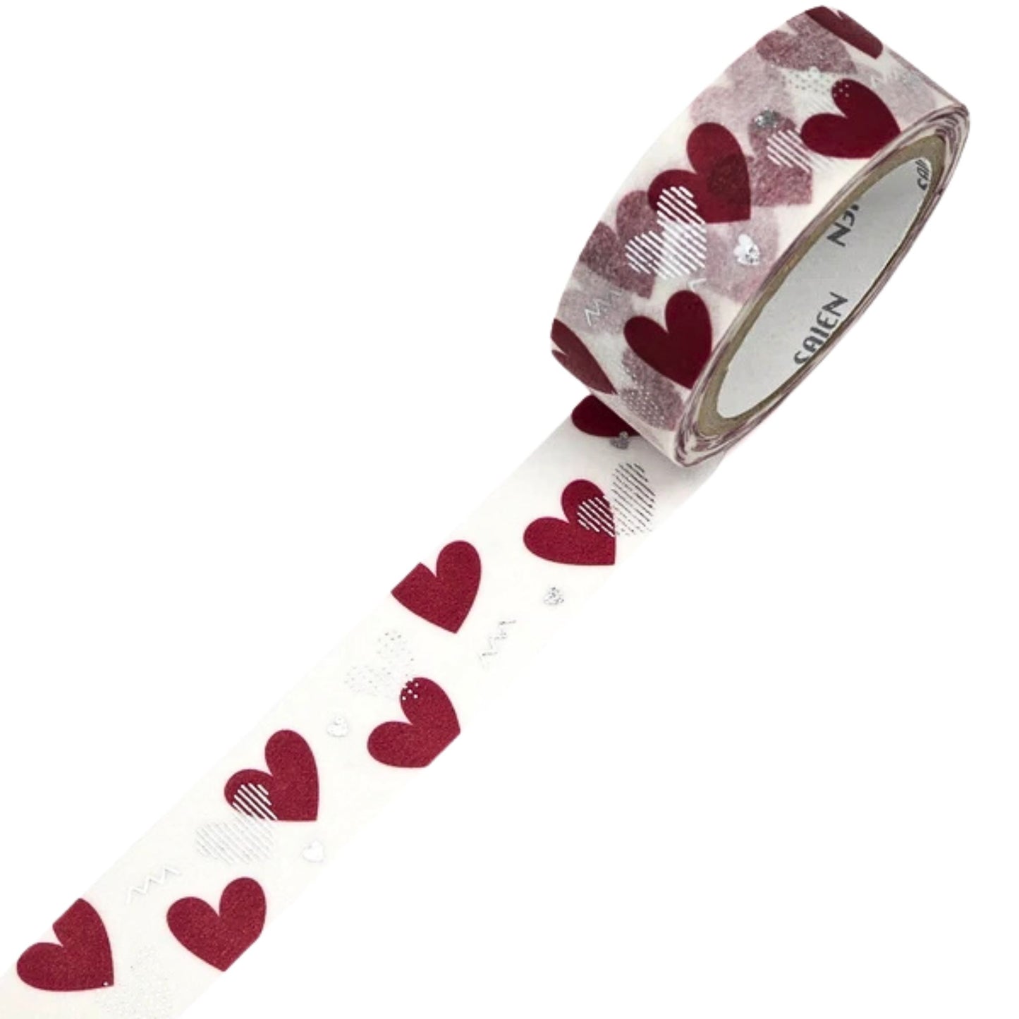 SAIEN - Washi Tape - Silver Foil - Heart