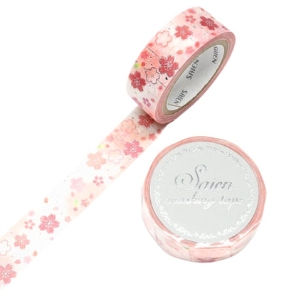 SAIEN - Washi Tape - Silver Foil - Cherry Blossoms Decoration