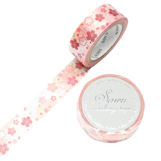 SAIEN - Washi Tape - Silver Foil - Cherry Blossoms Decoration